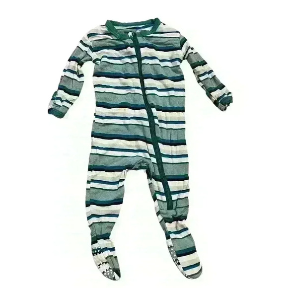 Kickee Pants Striped Footed Sleeper Size 0-3 Months Unisex Bamboo Zipper Baby - Picture 1 of 3